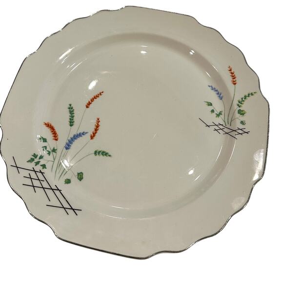 WS George Serving Platter | Asian Style, Multicolor Reed, Silver Trim 10x13‎ - Picture 1 of 6